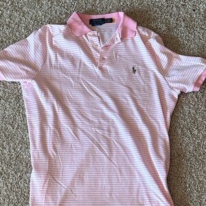 Men’s S Polo by Ralph Lauren Pink Striped Classic Fit Polo Shirt